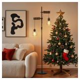 65 IN. BLACK WOOD RETRO 2-LIGHT STANDARD TREE FLOO