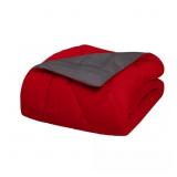 3-PIECE BURGUNDY/GRAY KING COMFORTER SET