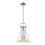 $136 DUNCAN 1-LIGHT PEWTER 8.8 IN. PENDANT WITH WH