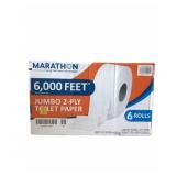 MARATHON JUMBO ROLL TOILET PAPER - 2 PLY - 6 ROLLS