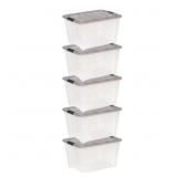 IRIS 53 QT. PLASTIC STORAGE BINS WITH LIDS, STACKA