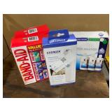 1 LOT OF 1- THERMOMETER,2-BAND-AID 163 BANDAGES.1-
