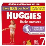 HUGGIES LITTLE MOVERS BABY DIAPERS, SIZE 7 (41+ PO