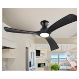 52 INCH BLACK CEILING FAN WITH LIGHTS AND REMOTE C