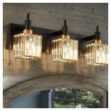 MODERN CRYSTAL BATHROOM VANITY LIGHT 3-LIGHT BRASS