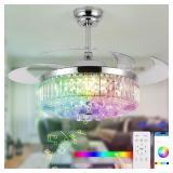 $170 48" FANDELIER CEILING FAN WITH LIGHT,SILVER R