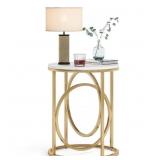 ANDREA 20 IN. MARBLE WHITE ROUND WOOD END TABLE WI