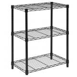 24 IN. W X 30 IN. H X 14 IN. D BLACK 3-TIER METAL