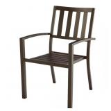DARK TAUPE STACKING STEEL SLAT OUTDOOR DINING CHAI