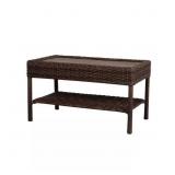 $209 CAMBRIDGE BROWN WICKER PATIO COFFEE TABLE WIT