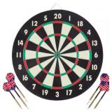 DART BOARD GAME SET WITH SIX 17 G BRASS TIPPED DAR