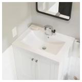 24 IN. CERAMIC SINGLE FAUCET HOLE VANITY TOP IN WH