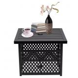 METAL SIDE TABLE PATIO UMBRELLA BASE IN BLACK WITH