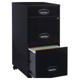 $120 LORELL LYS SOHO 18" 3-DRAWER FILE CABINET, BL