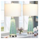 26" COASTAL TABLE LAMPS FOR LIVING ROOM, GLASS BED