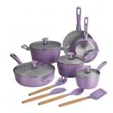 $115 14-PIECE CERAMIC COOKWARE SET IN PURPLE