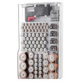 BATTERY ORGANIZER STORAGE BOX WITH TESTER,CLEAR LI