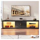 $183 80 IN. FLUTED GLOSSY BLACK TV STAND FITS TV U