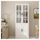 $241 WHITE WOODEN MDF ( 31.5 IN. W) SIDEBOARD, ACC