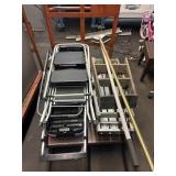 1 LOT (8) ASST STEP LADDERS (2) METAL RAKES