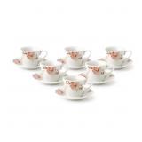 LORREN HOME 2 OZ.PORCELAIN ESPRESSO SET-6 PINK FLO