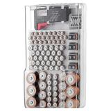 BATTERY ORGANIZER STORAGE BOX WITH TESTER,CLEAR LI