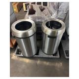1 LOT (2) STAINLESS STEEL TRASH CAND