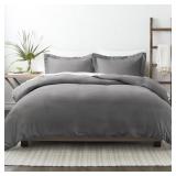 PERFORMANCE GRAY KING 3-PIECE DUVET COVER SET