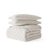 ALL SEASON 3-PCS DIAMOND STITCH MICROFIBER QUILT S