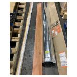 1 LOT (2) TWO REDDISH-BROWN WOOD TRIM BASE PLANKS.