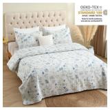 3 PIECE MICROFIBER REVERSIBLE WATERCOLOR BLUE FLOW