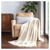 NATURAL SLUB-YARN THROW BLANKET