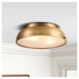 $116 RILEY 14.2 IN. 2- LIGHT AGED BRASS FLUSH MOUN