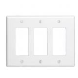 3-GANG WHITE DECORA/ROCKER PLASTIC MIDWAY/MIDSIZE