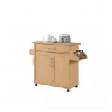 BEECH KITCHEN ISLAND WITH SPICE RACK AND TOWEL HOL