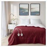 FLEECE TO SHERPA BURGUNDY FLEECE TWIN ELECTRIC BLA