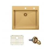 $212 25 IN. DROP-IN SINGLE BOWL 18-GAUGE GOLD STAI