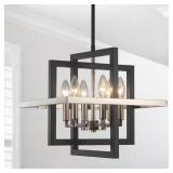 $133 6-LIGHT NICKEL GEOMETRIC HANGING LINEAR CANDL