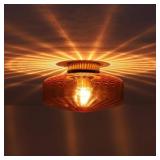 $146 SETA 1-LIGHT 12 IN.W BRASS SEMI-FLUSH MOUNT D
