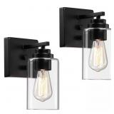 4.8 IN. 1-LIGHT BLACK WALL LIGHTING SCONCES WITH S