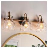 $145 22.8 IN. 3-LIGHT BLACK AND BRASS BELL BATHROO