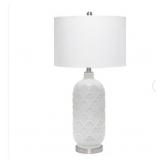 30 IN. WHITE ARGYLE TABLE LAMP WITH FABRIC SHADE