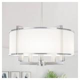 $193 5-LIGHT SILVER MODERN FARMHOUSE METAL FABRIC