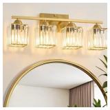 DEYIDN 23.23 IN. 4-LIGHT GOLD VANITY LIGHT WITH CR