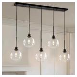 $146 MODERN/CONTEMPORARY 5-LIGHT BLACK GLOBE CLEAR