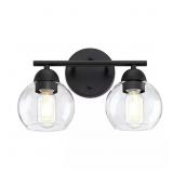 13.33 IN. 2-LIGHT MATTE BLACK BATHROOM VANITY LIGH