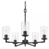 $199 HELENWOOD 5-LIGHT MATTE BLACK CHANDELIER WITH