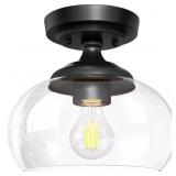8.3 IN. 1-LIGHT MATTE BLACK INDUSTRIAL SEMI-FLUSH