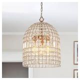 $299 CRISTAL 16 IN. W 3-LIGHT ANTIQUE BRASS UNIQUE
