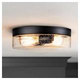 MURPHY 2-LIGHT 11.2 IN. BLACK SEMI- FLUSH MOUNT LI